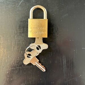 Vintage American Tourister Gold Padlock with Keys